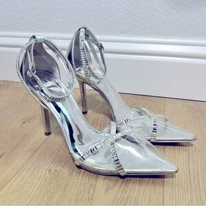 Jennifer Lopez Metallic Silver Stiletto Heels Pumps Size 8.5 J Lo Parlan